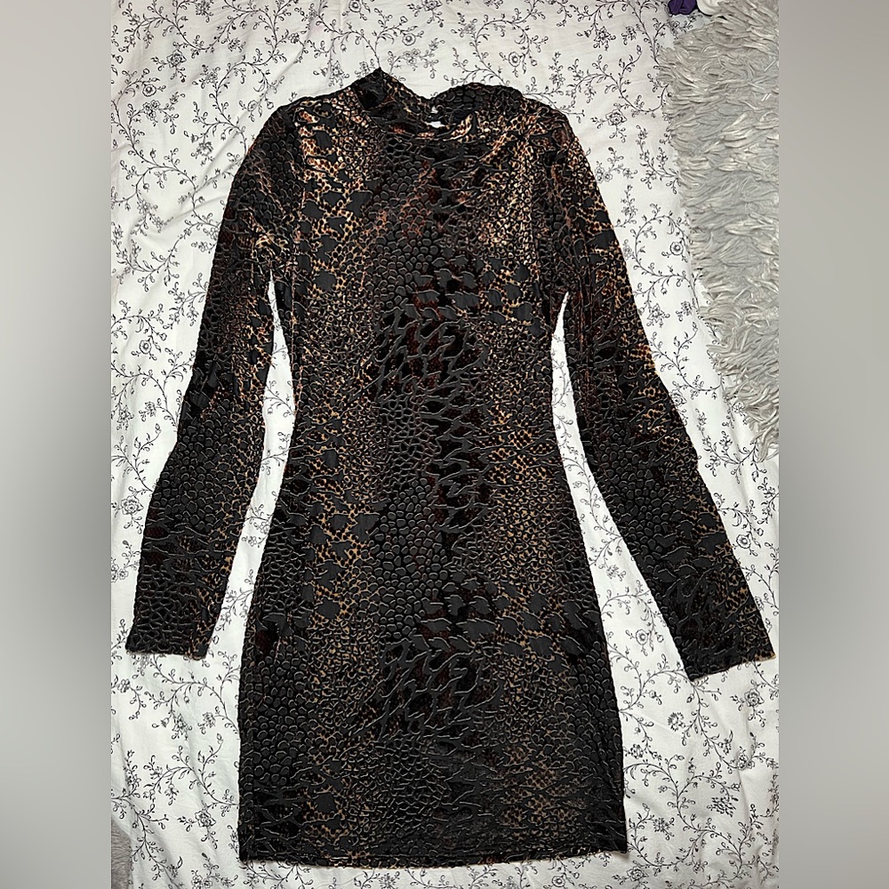 Snake velvet mini dress